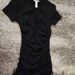 Full Tilt Black Ruched Mini Dress